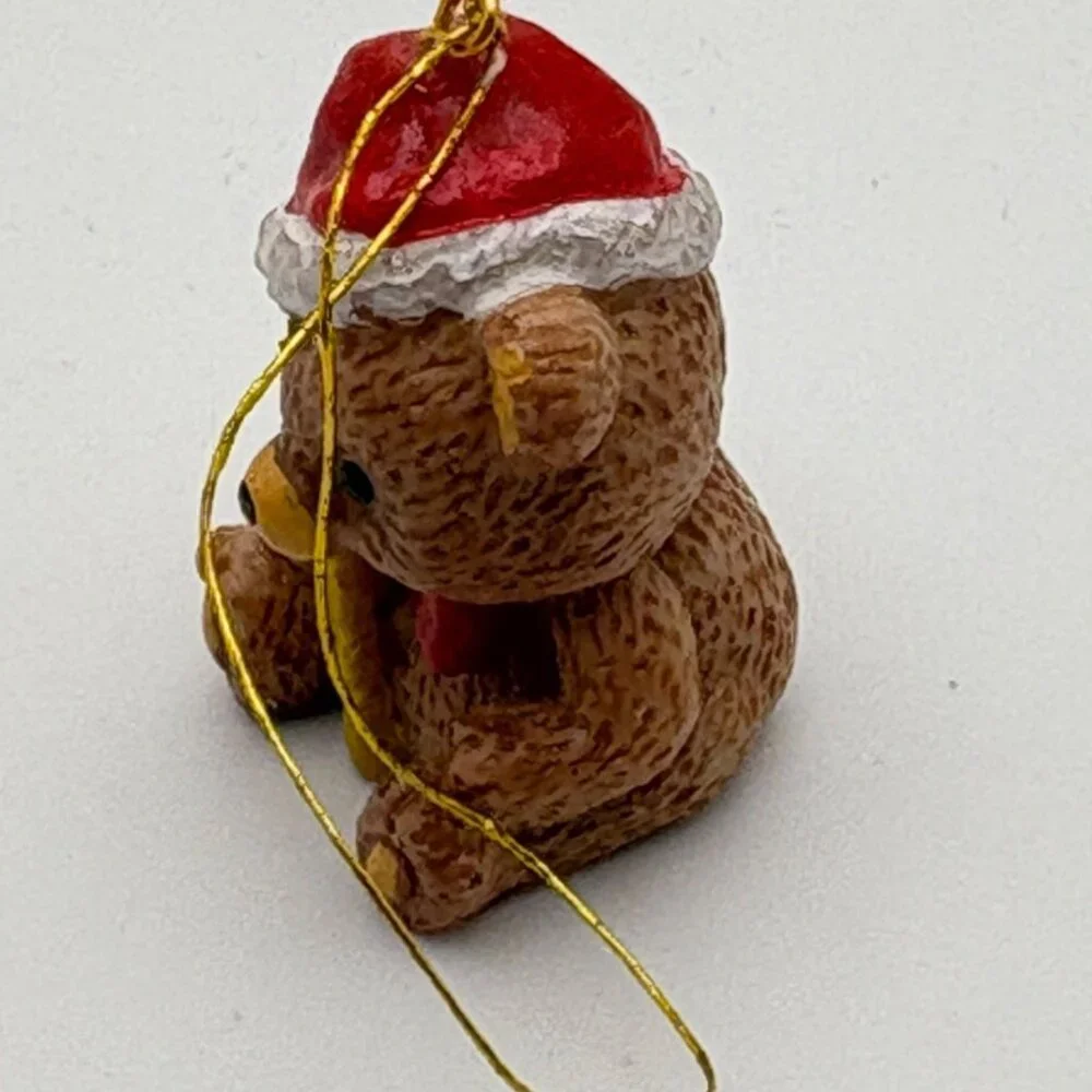 Vintage Santa Claus Teddy Bear Christmas Ornament Mini Holding Candy Cane - Picture 3 of 6